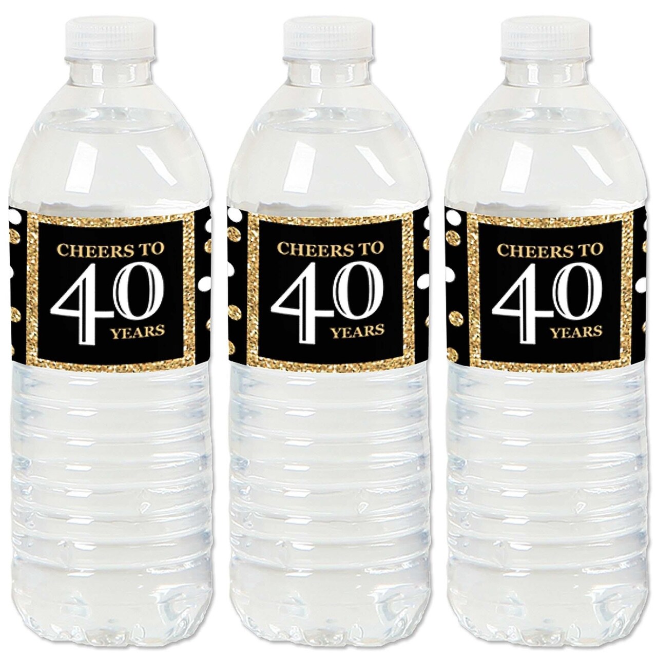 Big Dot of Happiness Adult 40th Birthday - Gold - Birthday Party Water Bottle Sticker Labels - Set of 20